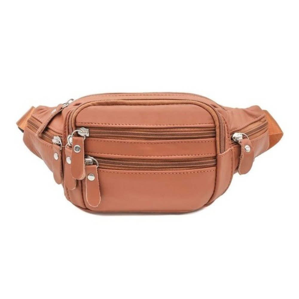 𝅺genuine Leather Fanny Pack Waist Bag - Brown